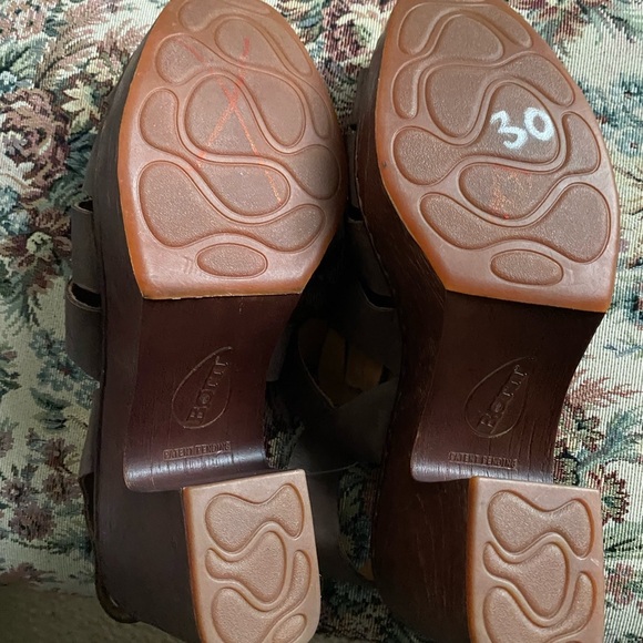 BORN LEATHER DISTRESSED SUEDE HARTLEY TAUPE WOOD GRAIN PLATFORM SANDAL SIZE 11 - Picture 10 of 15